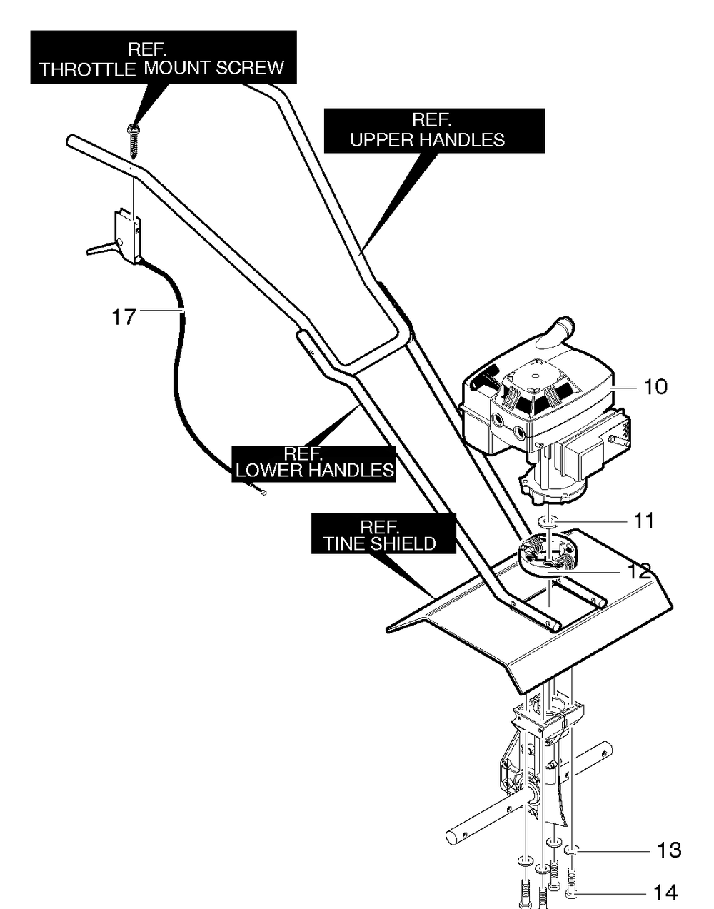 Engine Mount Diagram and Parts List for 11053X4NB 2005 Briggs and Stratton Cultivator